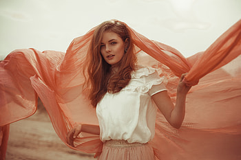Woman, red head, model HD wallpaper