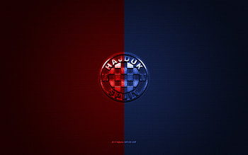 HNK Hajduk Split, Croatian football club, blue red logo, blue red carbon fiber background, Prva HNL, football, Croatian First Football League, Split, Croatia, HNK Hajduk Split logo HD wallpaper