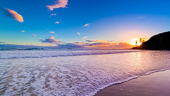Beach sunset, Tranquil scenery, Relaxation vibes HD wallpaper
