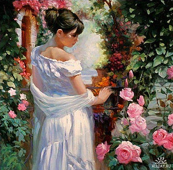Vinicio Castillo, rose, painting, art, people, woman HD wallpaper