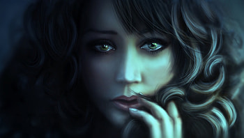 innocent girl, mood, painting, anime, eyes, women, hair, artistic HD wallpaper