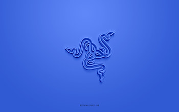 Razer 3d logo, blue background, 3d art, Razer emblem, Razer logo, creative 3d art, Razer, blue Razer logo HD wallpaper