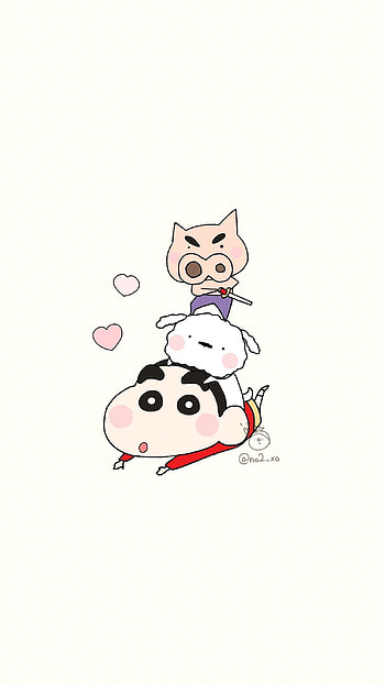 Shinchan, playing with shiro, playing, shiro HD phone wallpaper