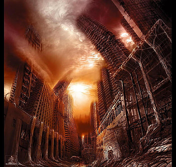 Entropy, destruction, cg, city, 3d, fantasy, , digital art HD wallpaper