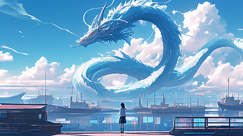 Skybound Serenity, Anime, dragon, girl, fantasy, sky, anime girl, Sky Anime, fantasy anime HD wallpaper