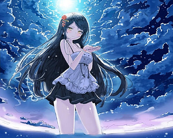 Pretty Girl, blue, orginal, pretty, sky, girl, long hair, water, ocean HD wallpaper