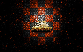 Canberra Cavalry, glitter logo, ABL, orange black checkered background, baseball, australian baseball team, Canberra Cavalry logo, mosaic art HD wallpaper