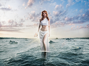 Women Coming Out Of Sea Water, artist, artwork, behance, girls HD wallpaper
