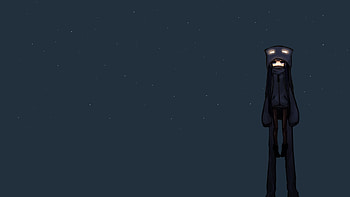 Cute Enderman, black, cute, stars, black hair, long hair, minecraft, anime girl, enderman, pretty, stunning HD wallpaper