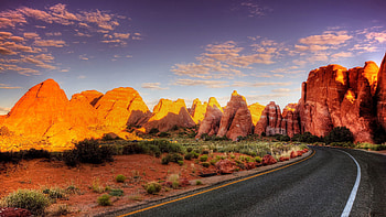 Nature, Canyon, Shine, Light, Road, Turn, Asphalt, Shadows HD wallpaper