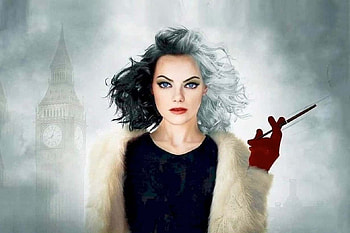Cruella (2021), afis, movie, face, acteess, poster, disney, emma stone, cruelka HD wallpaper