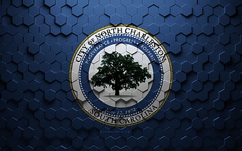 Flag of North Charleston, South Carolina, honeycomb art, North Charleston hexagons flag, North Charleston, 3d hexagons art, North Charleston flag HD wallpaper