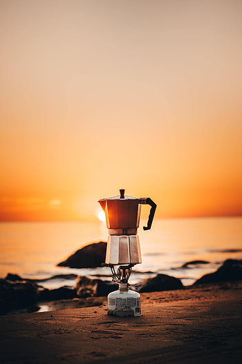 Sunset, Rocks, Miscellanea, Miscellaneous, Teapot, Kettle, Camping, Campsite, Campaign, Hike HD phone wallpaper