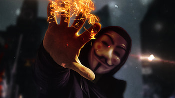 Anonymus Mask Guy With Flame In Hand , anonymus, mask, graphy HD wallpaper