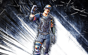 Slugger, grunge art, Fortnite Battle Royale, Fortnite characters, blue abstract rays, Slugger Skin, Fortnite, Slugger Fortnite HD wallpaper