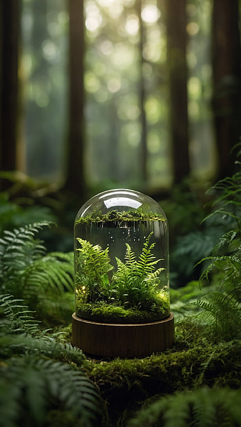 Beautiful Miniature Forest Terrarium Inside a Glass Jar, Nature, Moss, Green HD phone wallpaper