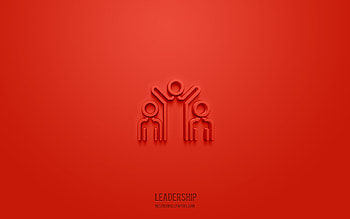 Leadership 3d icon, красный background, 3d symbols, Leadership, business icons, 3d icons, Leadership sign, business 3d icons HD wallpaper