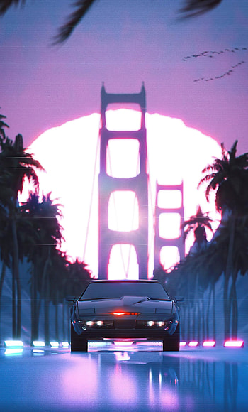 Vaporwave Knight Rider, Aesthetic black car, Retro , Cool vaporwave vibes HD phone wallpaper