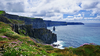 Cliffs of Moher, Ireland, sky, rocks, coast, sea, landscape, clouds HD wallpaper