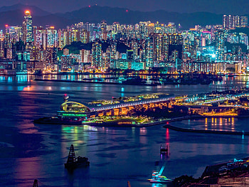 Cities, Architecture, Building, Lights, Coast, Night City HD wallpaper