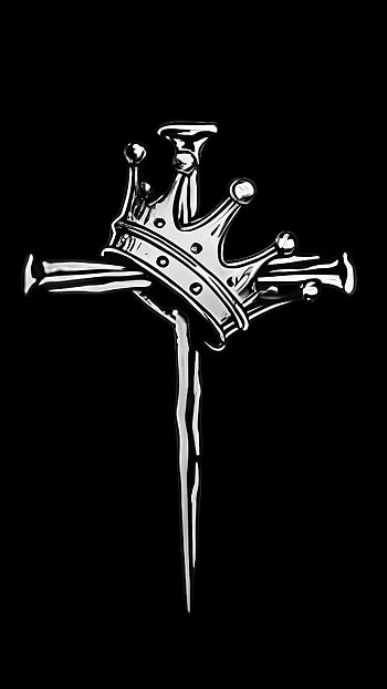 Crowned Cross — Black & White Royalty, black, cross, Black & White, crown HD phone wallpaper