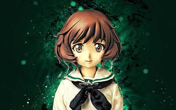 Yukari Akiyama, , turquoise neon lights, Girls und Panzer, protagonist, Girls und Panzer characters, Akiyama Yukari, artwork, Yukari Akiyama Girls und Panzer HD wallpaper