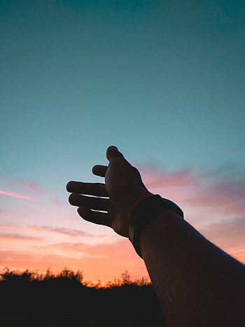 Sky, Dark, Hand, Touching, Touch, Gesture HD phone wallpaper