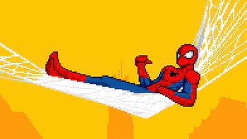 Spider Man 8bit , spiderman, superheroes, yellow, minimalism, minimalist, 8-bit, artist, artwork, digital-art, deviantart HD wallpaper