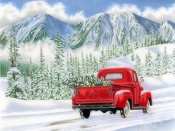 red pickup, winter, ford, pickup, snow HD wallpaper