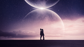 Cosmic Kiss, love, couple, artist, artwork, digital-art HD wallpaper