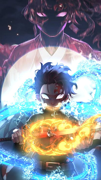 Tanjiro Hinokami Kagur, art, blue HD phone wallpaper