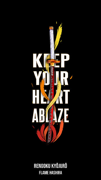 Keep Your Heart Ablaze, heart, flame, sword, Anime HD phone wallpaper