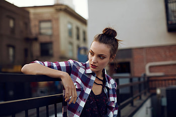 Plaid Shirt Girl Outdoor , girls, model HD wallpaper