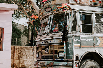 Cars, Decoration, Bus, India, Festival, Jaipur HD wallpaper