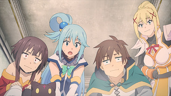 Megumin, Aqua, Kazuma, and Darkness, Anime, KonoSuba - God’s blessing on this wonderful world!! HD wallpaper