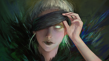 Sorceress, fantasy, art, girl, blind, hand HD wallpaper