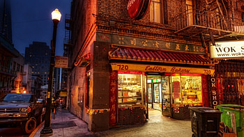 bakery in chinatown new york, street, store, city, lights HD wallpaper