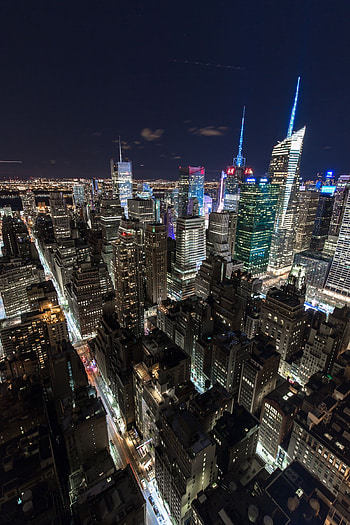 New York at Night, Times Square, Manhattan view, City lights HD phone wallpaper