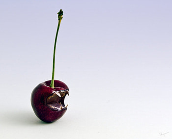Dangerous Cherry, teeth, graph, cherry HD wallpaper