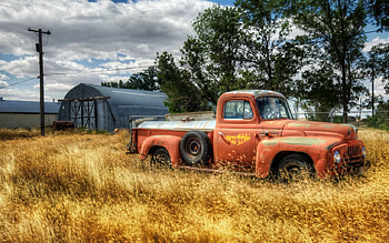 Uncle Sam's Farm, uncle, field, farm, nature, truck HD wallpaper