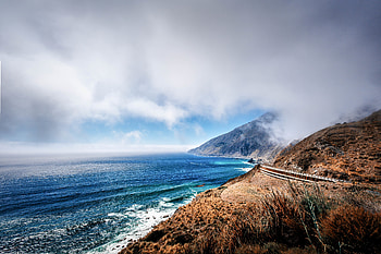 Nature, Mountains, Coast, Fog, Ocean, California, Bay HD wallpaper