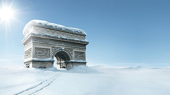 snowpocalypse, trail, sky, snow, gate HD wallpaper