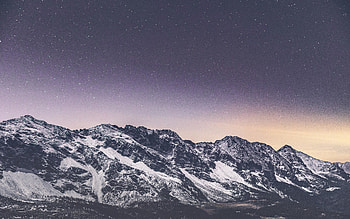 Snow covered mountains, stars, nature, starry sky HD wallpaper