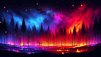Mystical Wildfire, Wildfire, forest, fire, Abstract, Night Sky HD wallpaper