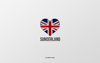 I Love Sunderland, British cities, Day of Sunderland, gray background, United Kingdom, Sunderland, British flag heart, favorite cities, Love Sunderland HD wallpaper