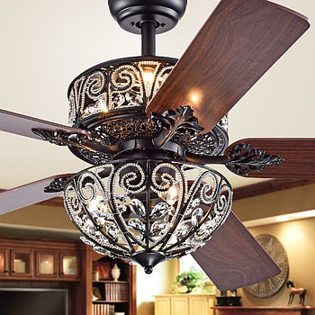 Tisaphon dual lamp, Crystal embellished, 52-inch fan, Chandelier HD phone wallpaper