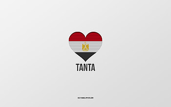 I Love Tanta, Egyptian cities, Day of Tanta, gray background, Tanta, Egypt, Egyptian flag heart, favorite cities, Love Tanta HD wallpaper
