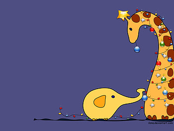 Giraffe tree, blue, holiday, christmas, giraffe, tree HD wallpaper