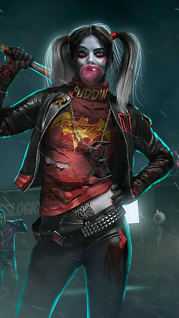 Harley Quinn, art, pink HD phone wallpaper