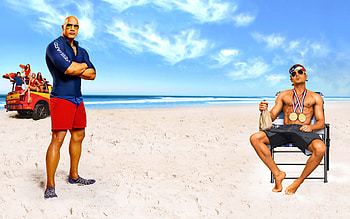 Dwayne Johnson And Zac Efron In Baywatch Movie, baywatch, dwayne-johnson, zac-effron, 2017-movies, movies HD wallpaper